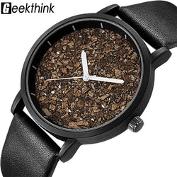 TonyGH unique genuine wood watch Gravel Stone Face Fashion Men